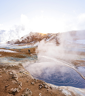 Steaming hot springs, geothermal area Hverarönd, also Hverir or Namaskard, Northern Iceland, Iceland, Europe