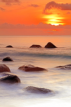 Sunset at Anse Lazio, Praslin Island, Seychelles, Africa