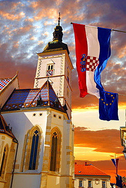 Late Gothic church of St Mark's Church or Crkva sv Marka, Zagreb, Croatia, Europe