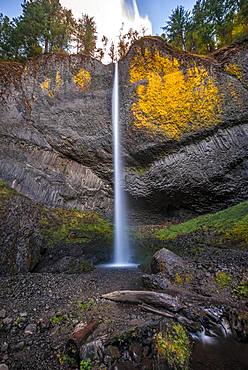 Waterfall in front of basalt rock, Latourell Falls, time exposure, Oregon, USA, North America