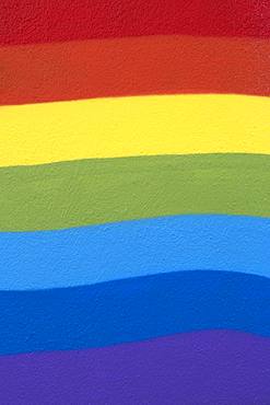 Rainbow colors, painted on a wall, Berlin, Germany, Europe