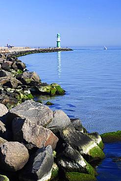 Mole, Lighthouse, Warnemuende, Mecklenburg-Western Pomerania, Germany, Europe