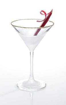 Cocktail glass, decorated with rhubarb, Germany, Europe