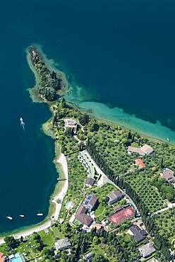 Val di Sogno near Malcesine on Lake Garda, aerial view, Province of Veneto, Italy, Europe