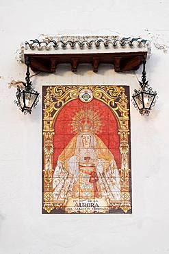 Maria, Mater Dolorosa, tile painting, Granada, Andalusia, Spain, Europe