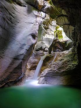 Waterfall in Taugler Strubklamm, Taugl, Hallein District, Salzburg, Austria, Europe