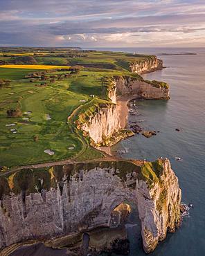 Cliffs of Etretat, aerial view, Normandy, France, Europe