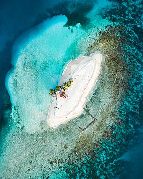 Tropical lonely little island from above, drone shot, San Blas, Guna Yala, Panama, Central America