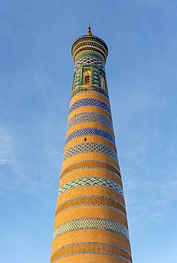 Islom Hoja, Islam Khodja, Minaret, Khiva, Uzbekistan, Asia