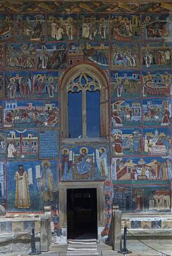 Wall frescoes, monastery church Saint George, 1547, Unesco World Heritage Site, Voronet, Romania, Europe