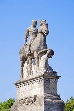 Otto I. equestrian statue on Wittelsbacher bridge, Isarvorstadt, Munich, Upper Bavaria, Bavaria, Germany, Europe