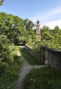 Historical water tower, Raitenhaslach Monastery, Burghausen, Upper Bavaria, Bavaria, Germany, Europe