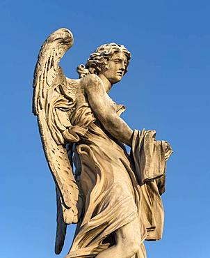 Angel with Garment and Dice statue, Ponte Sant'Angelo bridge, Rome, Italy, Europe