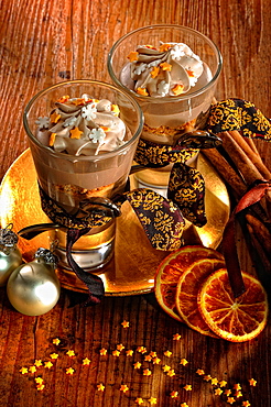 Chocolate dessert, dessert, dessert, Christmas decorations, Germany, Europe