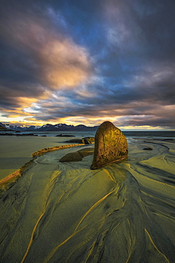 Midsummer Night, Vikten Beach, Lofoten, Norway, Europe