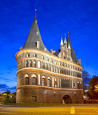 Holstentor, former western city gate, city side, Luebeck, Schleswig-Holstein, Germany, Europe