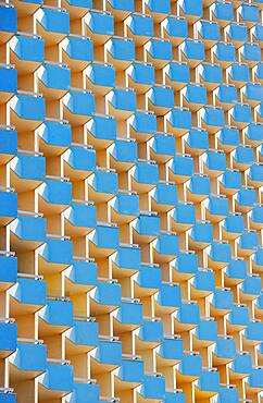 High-rise building facade, hotel complex with balconies, Puerto de la Cruz, Tenerife, Canary Islands, Spain, Europe