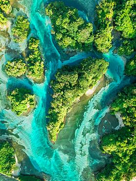 Aerial view, tropical mangrove islands in the Caribbean, Escudo de Veraguas, Panama, Central America