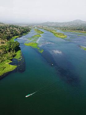 Aerial view, rainforest at Rio Chagres, Gamboa, Panama, Central America