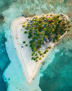 Aerial view, tropical island with palm trees, San Blas Islands