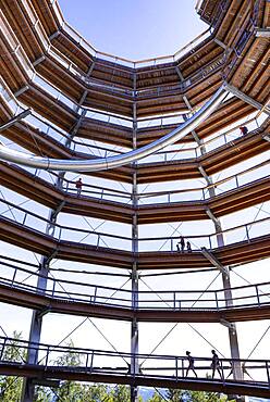 Observation tower at the tree top path Salzkammergut am Gruenberg, Gmunden, Salzkammergut, Upper Austria, Austria, Europe