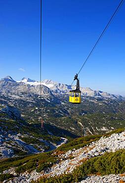 Panoramic view to the mountain station Gjaid and to the Hohen Dachstein, Dachstein massif, Krippenstein cable car, Obertraun, Salzkammergut, Upper Austria, Austria, Europe