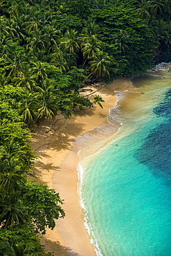 Overlook over banana beach, Unesco biosphere reserve, Principe, Sao Tome and Principe, Atlantic Ocean, Africa