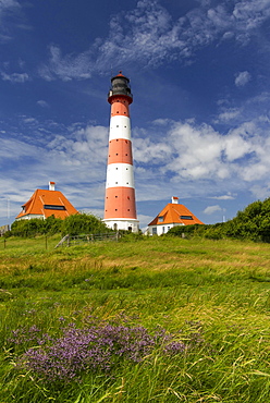 Westerhever Lighthouse, Wadden Sea National Park, North Sea, North Frisia, Schleswig-Holstein, Germany, Europe