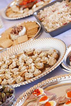 Various italian appetizers on serving table