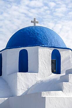 Blue and White Greek Orthodox Church Agios Nikolaos, Parikia, Paros, Cyclades, Aegean Sea, Greece, Europe