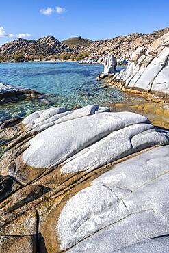 Rocks on the turquoise sea, coast near the beach Kolimbithres, Paros, Cyclades, Aegean Sea, Greece, Europe