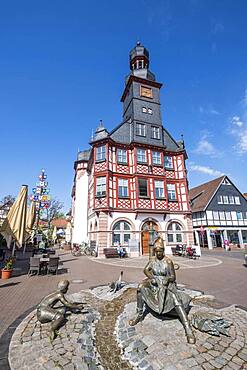 Market square with the old town hall of Lorsch, Hesse, Germany, Europe