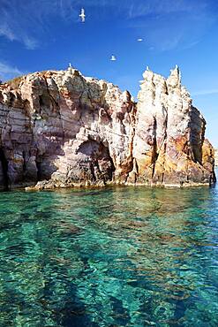 Rock island between Polyaigos and Milos, Cyclades, Greece, Europe