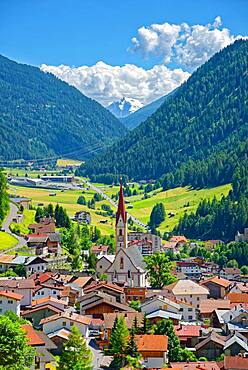 Mountain village Nauders with Ortler mountain range, Nauders, Tyrol, Austria, Europe