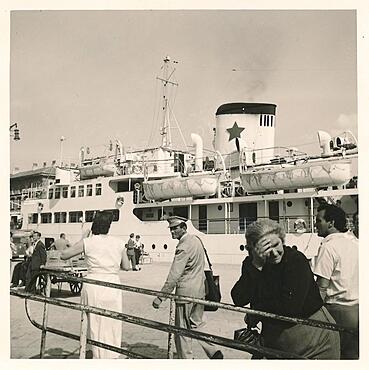 Yugoslavia in 1957: Passenger ship in the port of Rijeka, Adriatic Sea, Croatia, Europe