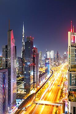 Dubai Sheikh Zayed Road Burj Khalifa Kalifa Skyscraper Skyline Architecture in Dubai, United Arab Emirates, Asia