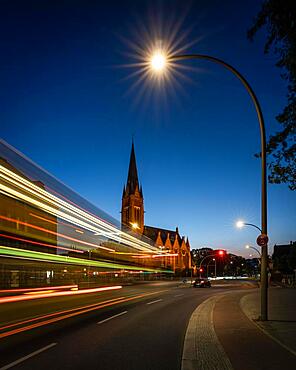 Blue hour at the Church of the Good Shepherd near Bundesplatz, Berlin, Germany, Europe