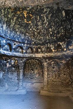 Ornamented cave in the great buddhas in Bamyan, Afghanistan, Asia