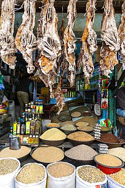 Dried meat for sale, Bird street, Kabul, Afghanistan, Asia