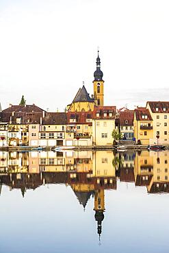 City view, St.Johannes parish church, Kitzingen, Main, Lower Franconia, Bavaria, Germany, Europe