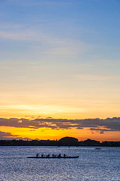 Evening rowing in the bay of Apia, Upolo, Samoa, South Pacific, Oceania