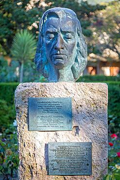 Bronze sculpture by Frederic Chopin, Valldemossa, Majorca, Spain, Europe