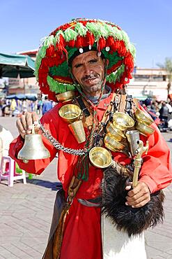 Water vendors, Djemaa el Fna, Square of the Hanged Men, Jugglers' Square, UNESCO World Heritage Site, Marrakech, Morocco, Africa