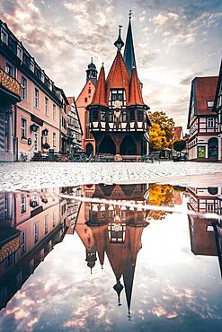 Town Hall and Town Church, Michelstadt, Odenwald, Hesse, Germany, Europe