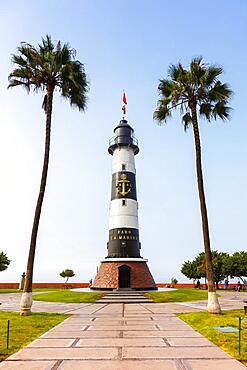 Lighthouse, Faro La Marina, landmark in Lima, Peru, South America