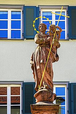 Figure of the Virgin Mary with baby Jesus and wreath of stars, Wangen im Allgaeu, Baden-Wuerttemberg, Germany, Europe