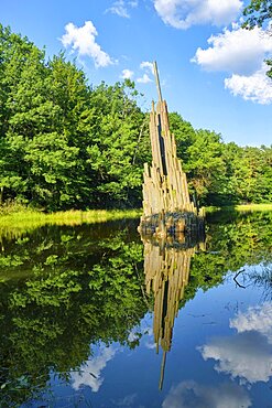 Basalt columns, the organ, in the Kromlau Azalea and Rhododendron Park, Gablenz, Saxony, Germany, Europe