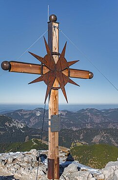 Summit cross of the Guffert, Brandenberg Alps, Tyrol, Austria, Europe