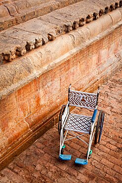 Public wheelchair in Brihadishwarar Temple (Brihadishwara Temple) (one of Great Living Chola Temples) (UNESCO World Heritage Site), Thanjavur (Tanjore)