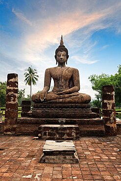 Buddha statue hand close up detail. Sukhothai, Thailand, Asia